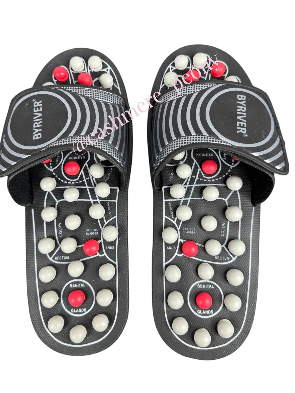 Black Reflexology Acupressure Massage Slide Sandals Mens Size Large 9.5 - 10.5